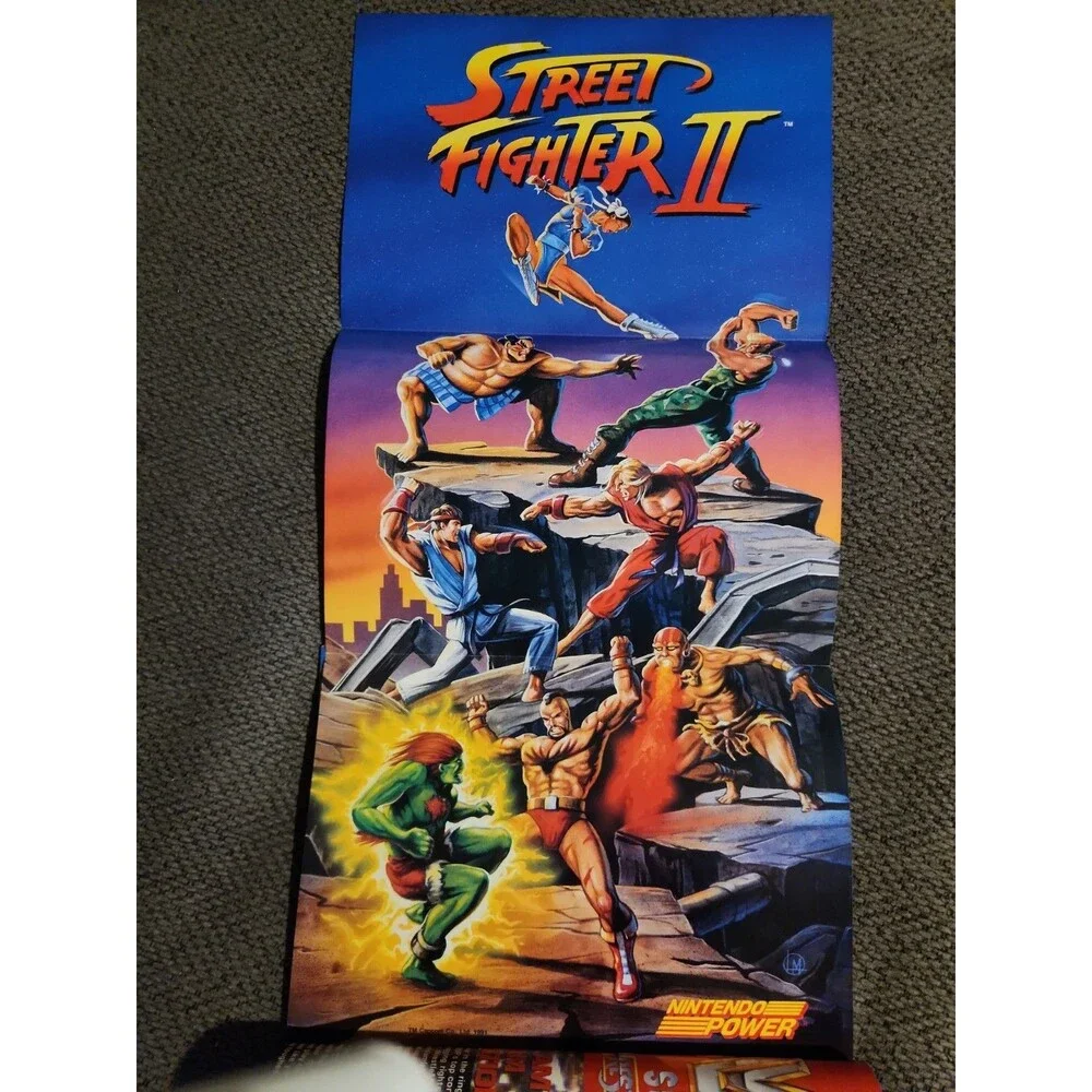 1992 NINTENDO POWER Magazine WWF Super Wrestlemania STREET FIGHTER II Poster